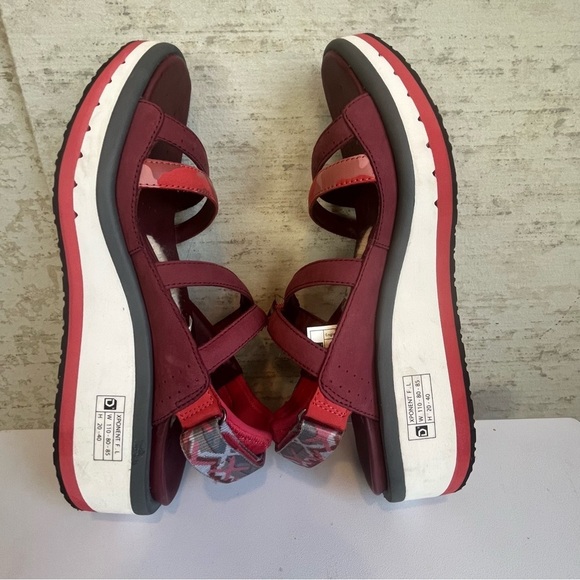 Deckers X Lab Women's Xponent Burgundy Strappy Platform Sandals Hook & Loop - Picture 9 of 14